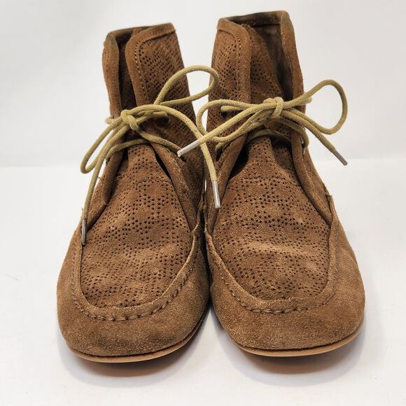 Emu Australia Women Brown Suede Ankle Boots Size 7 Lace Up Wedge Casual Moc - Picture 4 of 9